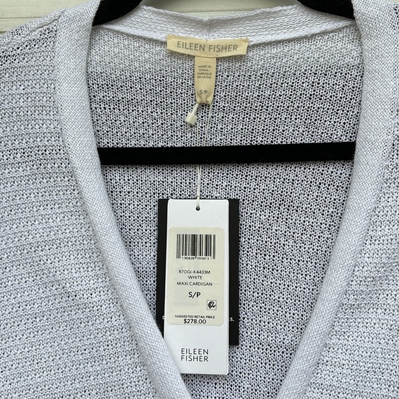 EILEEN FISHER LADIES WHITEN ORGANIC LINEN LONG CARDIGAN-S-GR8T GIFT! - Picture 3 of 6